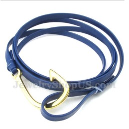 Men's Leather Hooks Titanium Bracelet