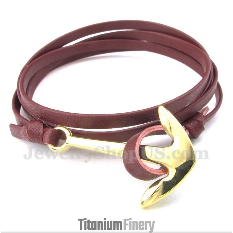 Men's Leather Anchor Titanium Bracelet Men's Leather Anchor Titanium Bracelet