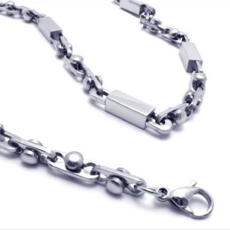 21.9 Inch Titanium Silver Cuboid Necklace
