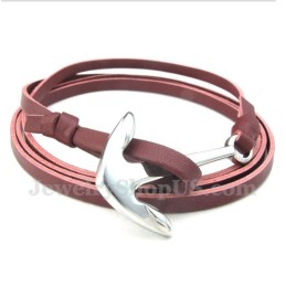 Men's Leather Anchor Titanium Bracelet