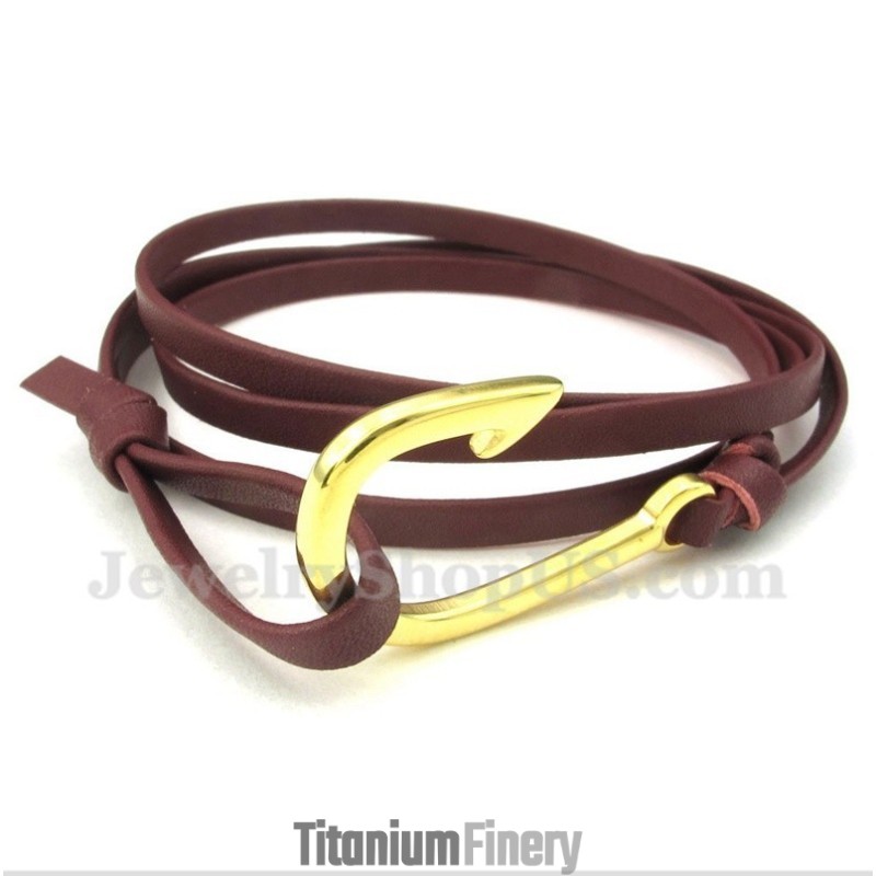 Men's Leather Hooks Titanium Bracelet Men's Leather Hooks Titanium Bracelet