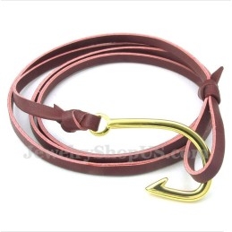 Men's Leather Hooks Titanium Bracelet