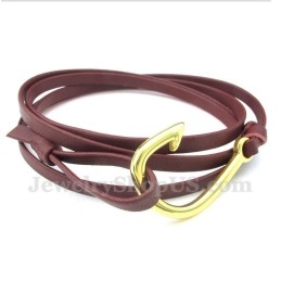Men's Leather Hooks Titanium Bracelet