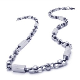 21.9 Inch Titanium Silver Cuboid Necklace