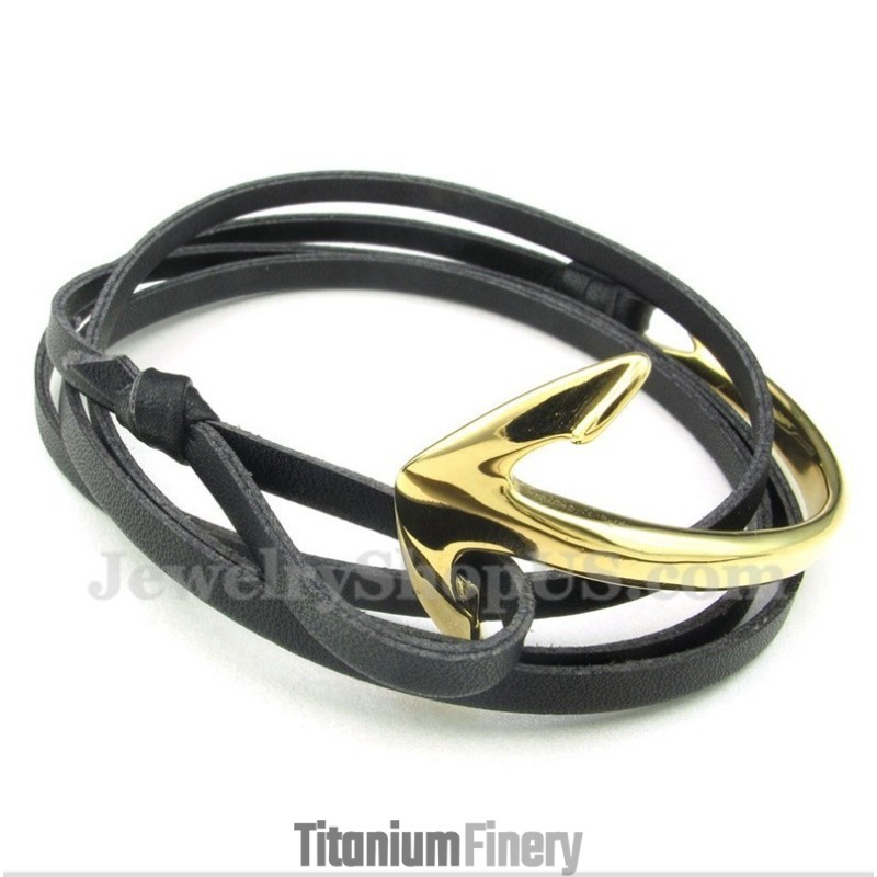 Men's Titanium Leather Anchor Bracelet Men's Titanium Leather Anchor Bracelet