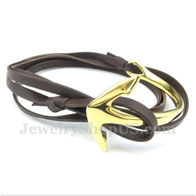 Men's Titanium Leather Anchor Bracelet Men's Titanium Leather Anchor Bracelet