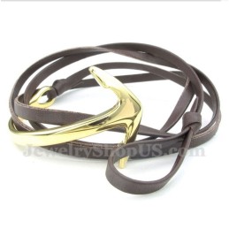 Men's Titanium Leather Anchor Bracelet