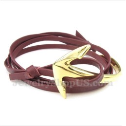 Men's Titanium Leather Anchor Bracelet