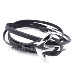 Men's Titanium Leather Anchor Bracelet