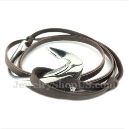 Men's Titanium Leather Anchor Bracelet