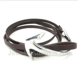 Men's Titanium Leather Anchor Bracelet