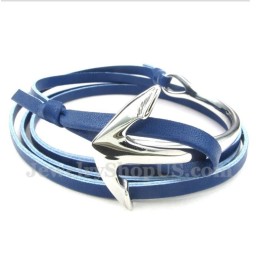 Men's Titanium Leather Anchor Bracelet