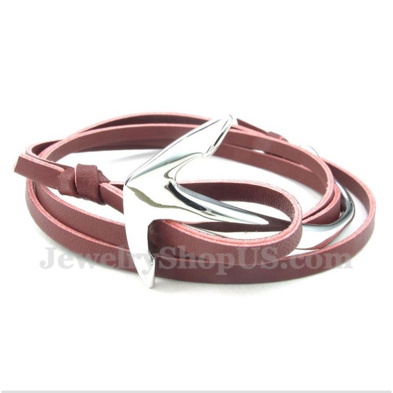 Men's Titanium Leather Anchor Bracelet