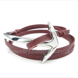 Men's Titanium Leather Anchor Bracelet