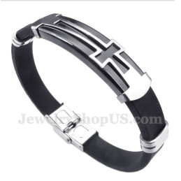 Men's Titanium Rubber Cross Bracelet