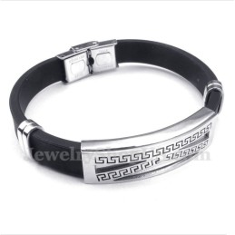 Men's Titanium Rubber Greek Meander Pattern Bracelet