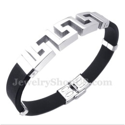 Men's Titanium Rubber Greek Meander Pattern Bracelet