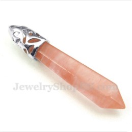 Men's Coloured Glaze Hexagon Prism Pendant With Free Chain
