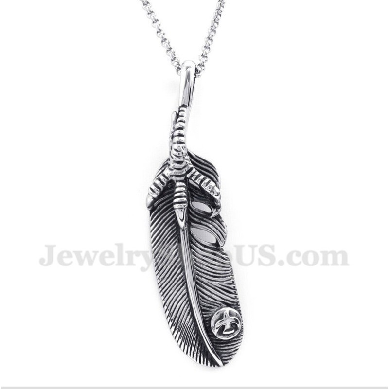Men's Titanium Feather Pendant With Free Chain Men's Titanium Feather Pendant With Free Chain