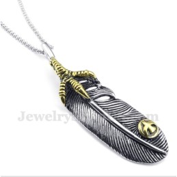 Men's Titanium Feather Pendant With Free Chain