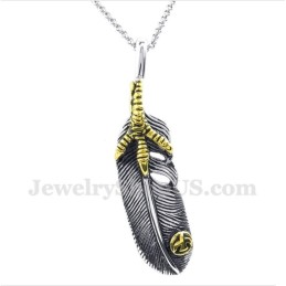 Men's Titanium Feather Pendant With Free Chain