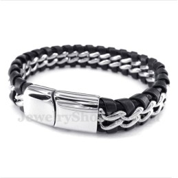 Men's Titanium Leather Bracelet