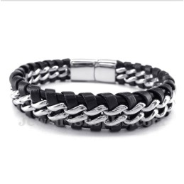 Men's Titanium Leather Bracelet