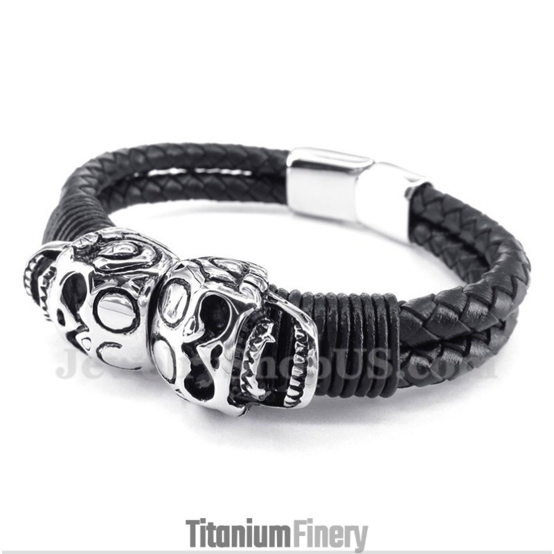Men's Titanium Leather Bracelet