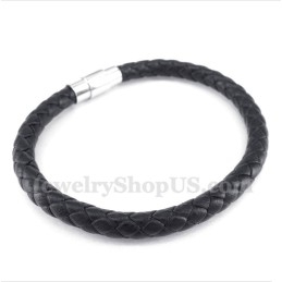 Men's Black Leather Bracelet