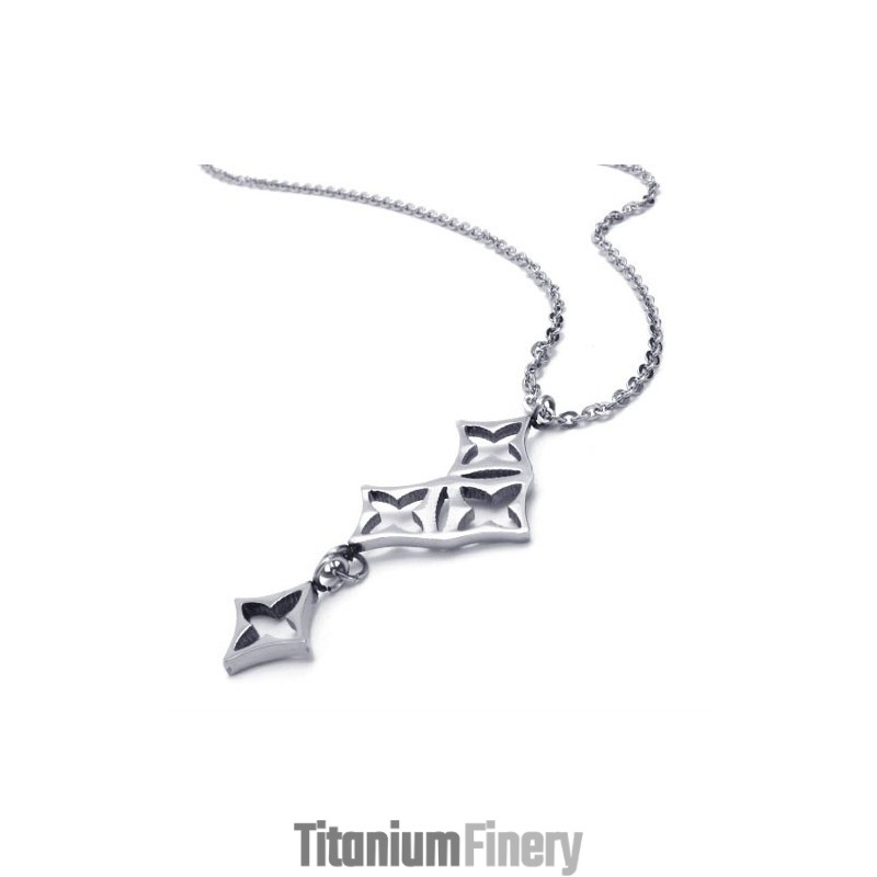 15.4 Inch Titanium Silver Stars Necklace