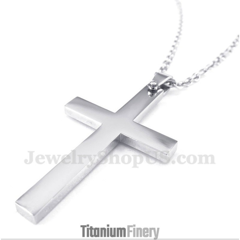 Men's Titanium Cross Pendant With Free Chain Men's Titanium Cross Pendant With Free Chain