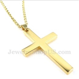 Men's Titanium Gold Cross Pendant With Free Chain