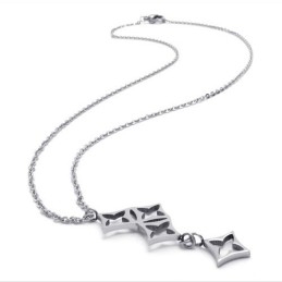 15.4 Inch Titanium Silver Stars Necklace