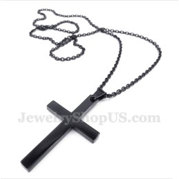 Men's Titanium Black Cross Pendant With Free Chain