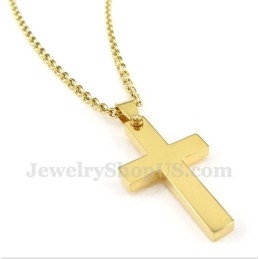 Men's Titanium Gold Cross Pendant With Free Chain