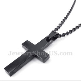 Men's Titanium Black Cross Pendant With Free Chain