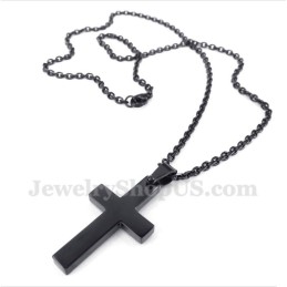 Men's Titanium Black Cross Pendant With Free Chain