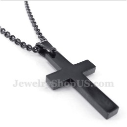 Men's Titanium Black Cross Pendant With Free Chain