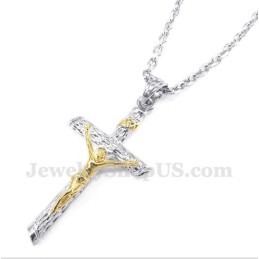 Men's Titanium Gold Jesus Pendant With Free Chain