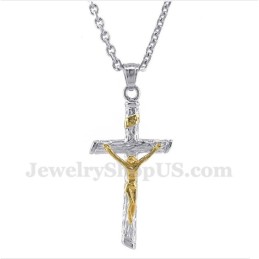 Men's Titanium Gold Jesus Pendant With Free Chain