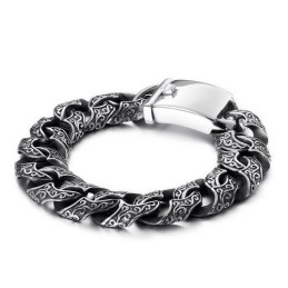 Fashion Men's Titanium Multi-Loop Clasp Pattern Bracelet