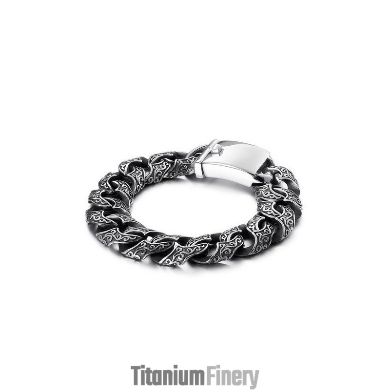 Fashion Men's Titanium Multi-Loop Clasp Pattern Bracelet