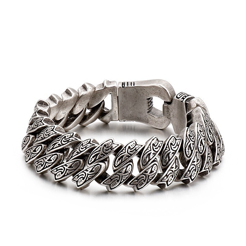 Cool Personality Retro Floral Titanium Bracelet For Men Cool Personality Retro Floral Titanium Bracelet For Men