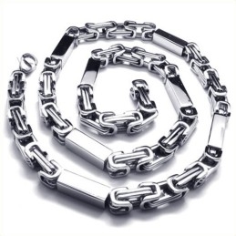 21.7 Inch Titanium Silver Cuboid Necklace