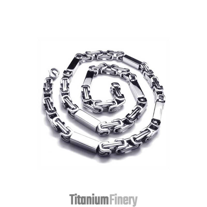21.7 Inch Titanium Silver Cuboid Necklace