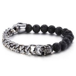 Skull Buddha Beads Volcanic Stone Bead Titanium Bracelet