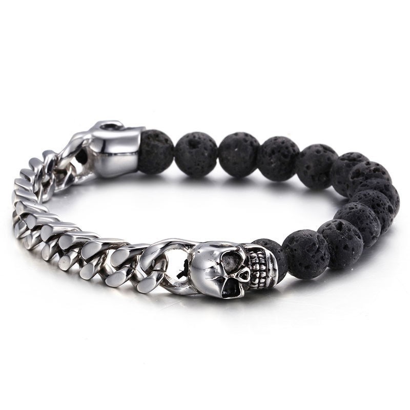 Skull Buddha Beads Volcanic Stone Bead Titanium Bracelet Skull Buddha Beads Volcanic Stone Bead Titanium Bracelet