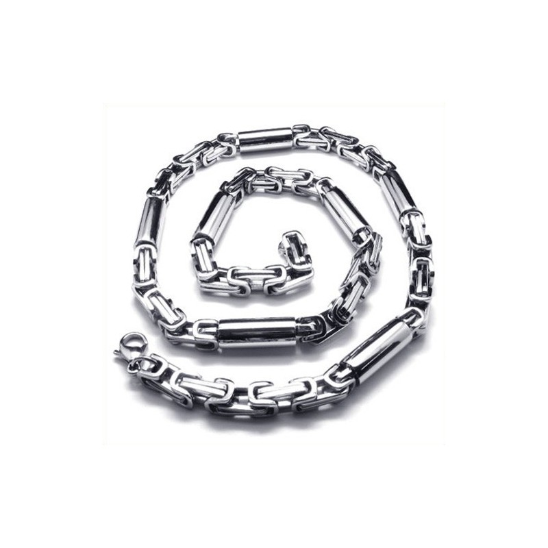 21.9 Inch Titanium Silver Cylindrical Necklace
