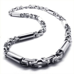 21.9 Inch Titanium Silver Cylindrical Necklace