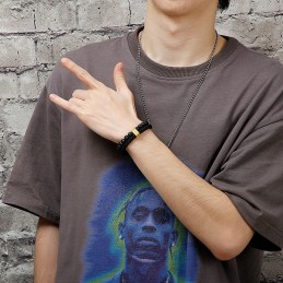 Turquoise Titanium Bracelet Fashion Men's Cross Leather Bracelet